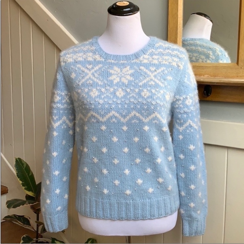 EUC Ralph Lauren Black Label Cashmere Blend Fair Isle Slim Fit Crewneck Sweater